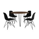 Ver imagem 6 de Mesa Jantar Redonda 110Cm Amêndoa Clips 3 Pés Com 4 Cadeiras Pretas Ferro Preto - Cor: Amendoa