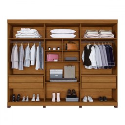 Guarda-roupa Casal Singapura 6 Portas 4 Gavetas Ripado Off White/cinamomo - Pnr Móveis - 3