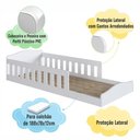 Ver imagem 2 de Cama Montessoriana Infantil Solteiro Proteção Lateral Branco Encanto Completa Móveis
