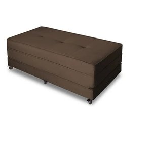 Puff Cama Multiuso Casal Com Rodízios Marrom