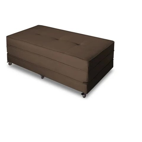 Puff Cama Multiuso Casal Com Rodízios Marrom