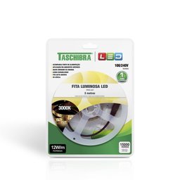 Fita LED 12W 60 LEDs/Metro 3 Metros 12v Bivolt IP20 3000K Taschibra - 3