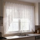 Ver imagem 1 de Cortina Renda Bando Cozinha Cascata 3,00 x1,00ALT Diversas:Arabesco Branca
