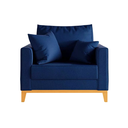 Ver imagem 2 de Poltrona Beny 80cm Base de Madeira Linho