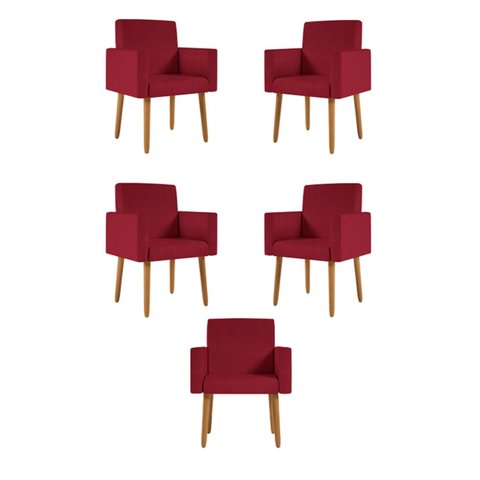 Kit 5 Poltronas Decorativa Recepção Oferta - Balaqui Decor - Marsala