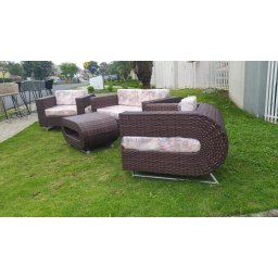 Conjunto de Sofá Fibra Sintética Begônia - 1 Sofá 2L + 2 Poltronas + 1 Mesa Centro - Tecido Saquarem - 3