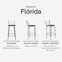 Ver imagem 3 de Kit 6 Banquetas para Balcão Flórida Prata 60cm Cozinha Gourmet Bistrô Bancada Piscina Área de Lazer
