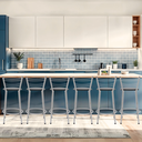 Ver imagem 6 de Kit 6 Banquetas para Balcão Flórida Prata 60cm Cozinha Gourmet Bistrô Bancada Piscina Área de Lazer