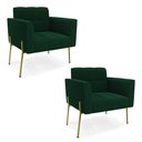 Ver imagem 1 de Poltrona Sala Estar Pé Ferro Dourado Kit 2 Elisa Bouclê Verde D03 - D'Rossi