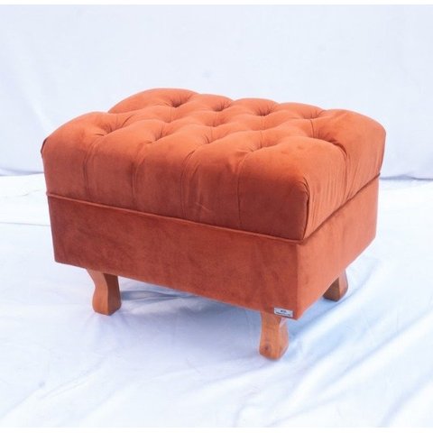 Puff Decorativo Chesterfield Elizabeth Suede Terracota - 60cm