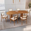 Ver imagem 1 de Conjunto Sala de Jantar Mesa Noronha 180cm Tampo Laminado Organico e 6 Cadeiras Eva Premium