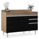 Ver imagem 1 de Balcão Gabinete para pia com Tampo 120cm Michigan Cast/Preto - Lumil Lumil Móveis