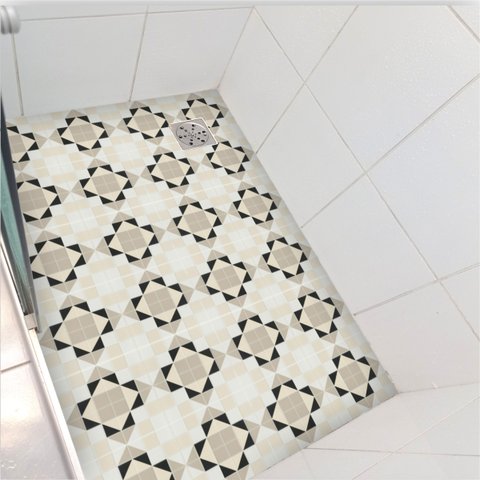 Adesivo para Banheiro Box Pastilha Bege Antiderrapante Lavável Colacomigo Adesivo Piso Box 1,20 X 0,