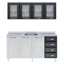 Ver imagem 3 de Armário de Cozinha de Aço 2 Peças com Vidro e Balcão para Pia Star New