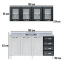 Ver imagem 4 de Armário de Cozinha de Aço 2 Peças com Vidro e Balcão para Pia Star New