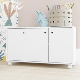 Armário Infantil com 3 Portas e Rodízios - Branco - 1