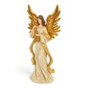 Ver imagem 4 de Escultura Natalina Anjo Celestial com Harpa e Asas Douradas a: 45cm L: 20cm C: 15cm