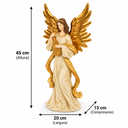 Ver imagem 2 de Escultura Natalina Anjo Celestial com Harpa e Asas Douradas a: 45cm L: 20cm C: 15cm