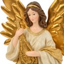 Ver imagem 6 de Escultura Natalina Anjo Celestial com Harpa e Asas Douradas a: 45cm L: 20cm C: 15cm