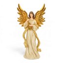 Ver imagem 1 de Escultura Natalina Anjo Celestial com Harpa e Asas Douradas a: 45cm L: 20cm C: 15cm