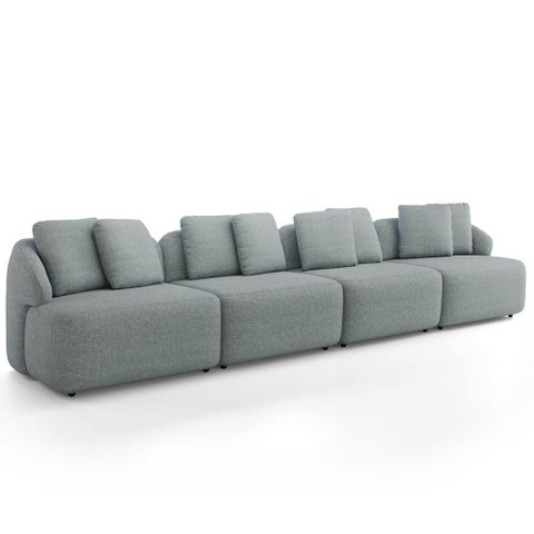 Sofá 4 Lugares para Sala de Estar Living 308cm Arlo F04 Linho Cinza - Lyam Decor