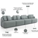 Ver imagem 4 de Sofá 4 Lugares para Sala de Estar Living 308cm Arlo F04 Linho Cinza - Lyam Decor