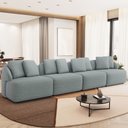 Ver imagem 2 de Sofá 4 Lugares para Sala de Estar Living 308cm Arlo F04 Linho Cinza - Lyam Decor
