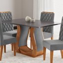 Ver imagem 2 de Mesa de Jantar 4 Lugares Retangular Tampo de MDP Nubia Cinza/Mel