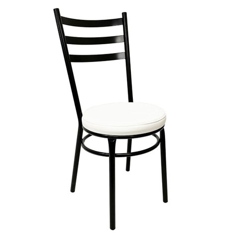 Cadeira de Cozinha Redonda com Reforço Preta Assento Grosso Branco