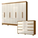 Ver imagem 1 de Conjunto Guarda Roupa e Cômoda Moval 2 Peças 8 Portas 8 Gavetas