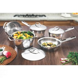 Jogo de Panelas Tramontina Allegra em Aço Inox com Fundo Triplo e Tampas de Inox 5 Peças Tramontina - 2
