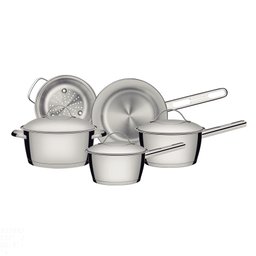 Jogo de Panelas Tramontina Allegra em Aço Inox com Fundo Triplo e Tampas de Inox 5 Peças Tramontina - 1