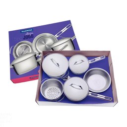 Jogo de Panelas Tramontina Allegra em Aço Inox com Fundo Triplo e Tampas de Inox 5 Peças Tramontina - 3