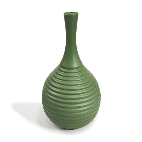 Vaso Garrafa Baixa Groove Fosco Decorativo 28x16cm