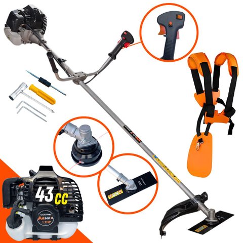 Roçadeira Anmax Cg430b À Gasolina 43cc 1,7hp 12000rpm C/ Faca 2 Pontas e Carretel de Nylon