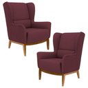 Ver imagem 1 de 2 Poltronas Base Manu Madeira B-278 Veludo Marsala Domi