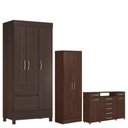 Ver imagem 1 de Guarda Roupa Solteiro Wind com Multiuso Golden com Cômoda London Café - Demóbile