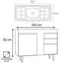 Ver imagem 5 de Balcão Gabinete com Pia Inox 100cm 2 Portas 2 Gavetas Luziania Branco-preto - Lumil