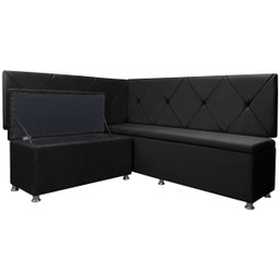 Conjunto Canto Alemão com Bau para Bar Lanchonete Preto 125x160cm Sofa Store - 3