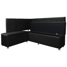 Conjunto Canto Alemão com Bau para Bar Lanchonete Preto 125x160cm Sofa Store - 4