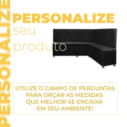 Conjunto Canto Alemão com Bau para Bar Lanchonete Preto 125x160cm Sofa Store - 7