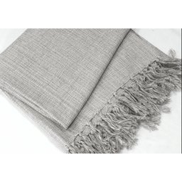 Manta Xale para sofá e cama 1,50x2,20m CINZA CLARO tear protetora artesanal decorativa - 2