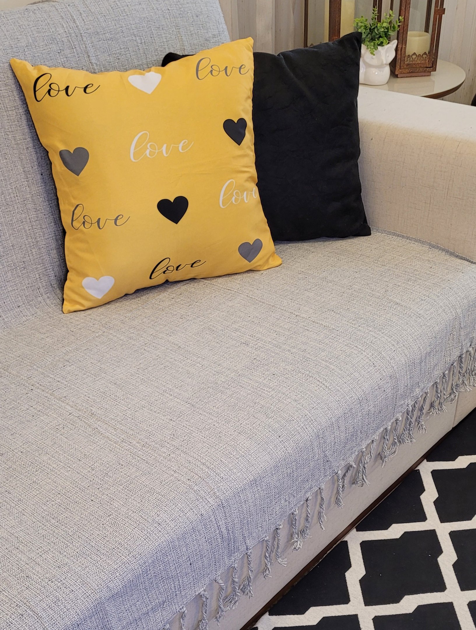 Manta Xale para sofá e cama 1,50x2,20m CINZA CLARO tear protetora artesanal decorativa
