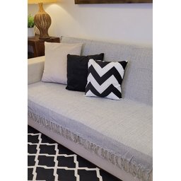 Manta Xale para sofá e cama 1,50x2,20m CINZA CLARO tear protetora artesanal decorativa - 3