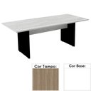 Ver imagem 1 de Mesa de Reunião Retangular 200x90cm Pé Painel Pe25 em MDP Cor Noce Naturalle e Base Branca