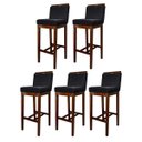 Ver imagem 1 de Kit 5 Banquetas Alta para Bancada Gourmet Líbia Madeira Capuccino Suede Preto CCS