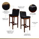Ver imagem 4 de Kit 5 Banquetas Alta para Bancada Gourmet Líbia Madeira Capuccino Suede Preto CCS