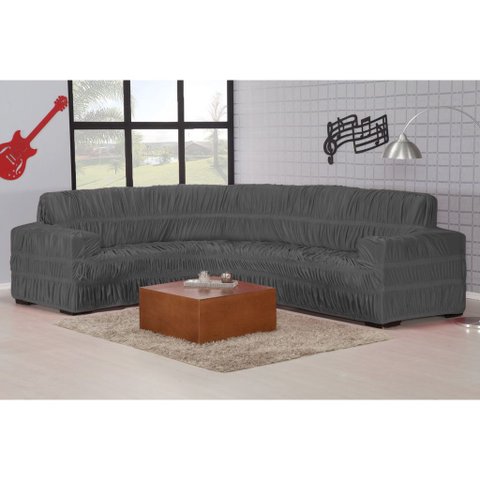 Capa para Sofá de Canto 5 e 6 Lugares - Cinza