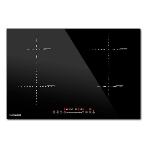 Amzchef Cooktop Elétrico 30'' Indução com 4 Bocas Boost, Controle Touch