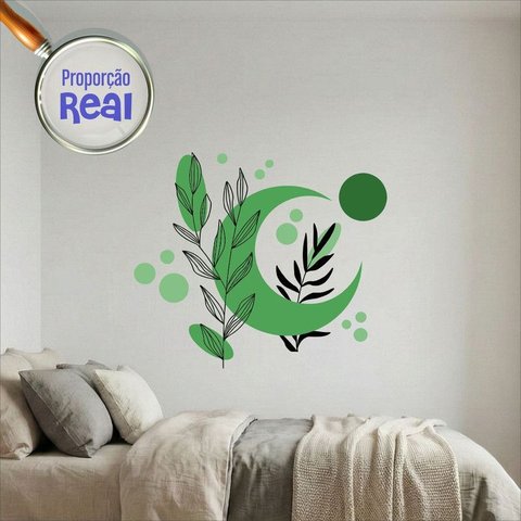 Adesivo Floral Boho Verde Estilo Nórdico 110x94 Minimalista Mod.05
